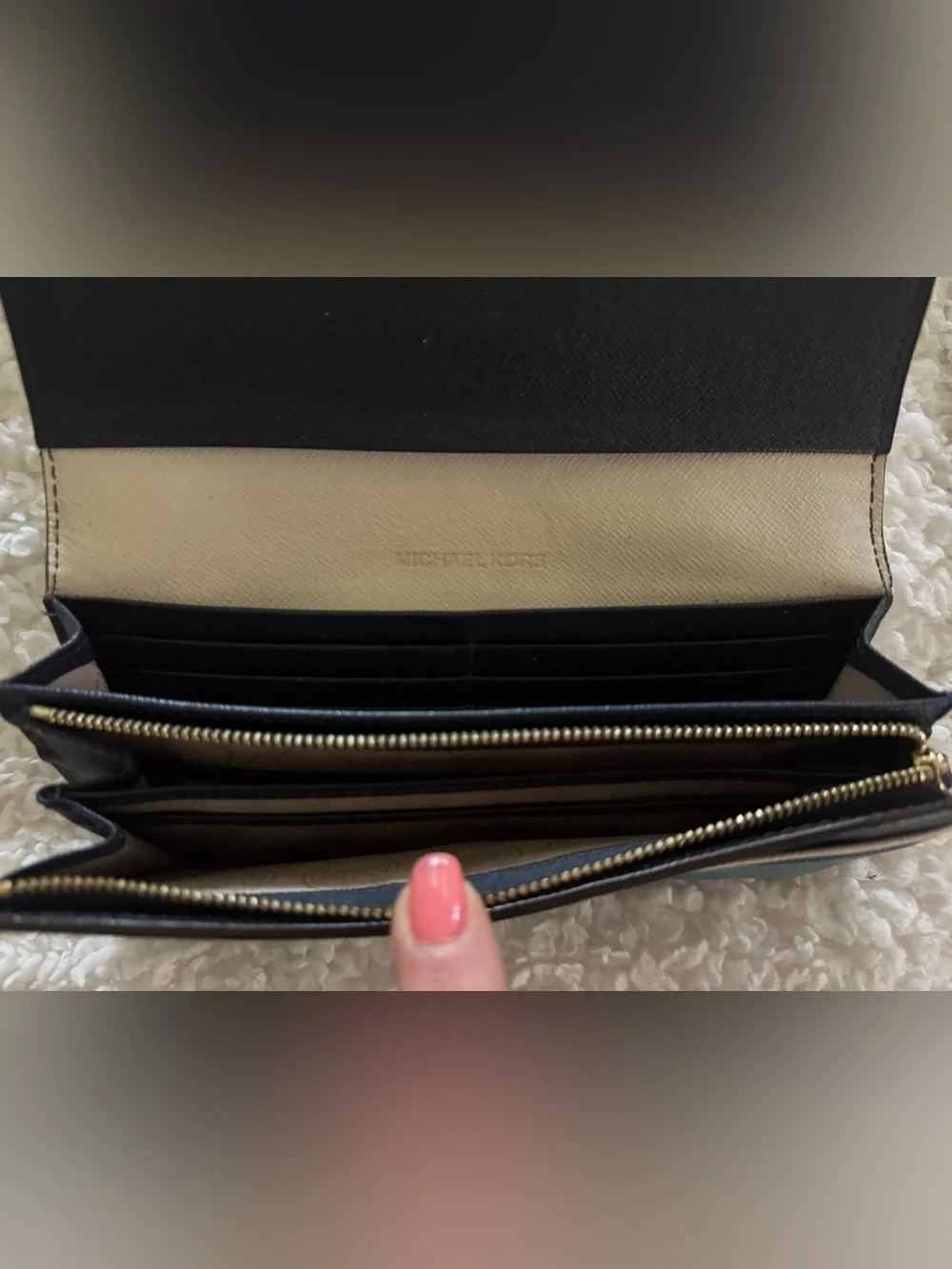 Michael Kors Teal Envelope Wallet with Gold-Tone Button